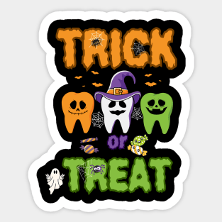 Trick or Treat, Funny Dental Halloween, Treat Dentist Sticker